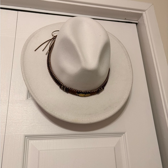 Accessories - White Fedora Hat with Brown Band